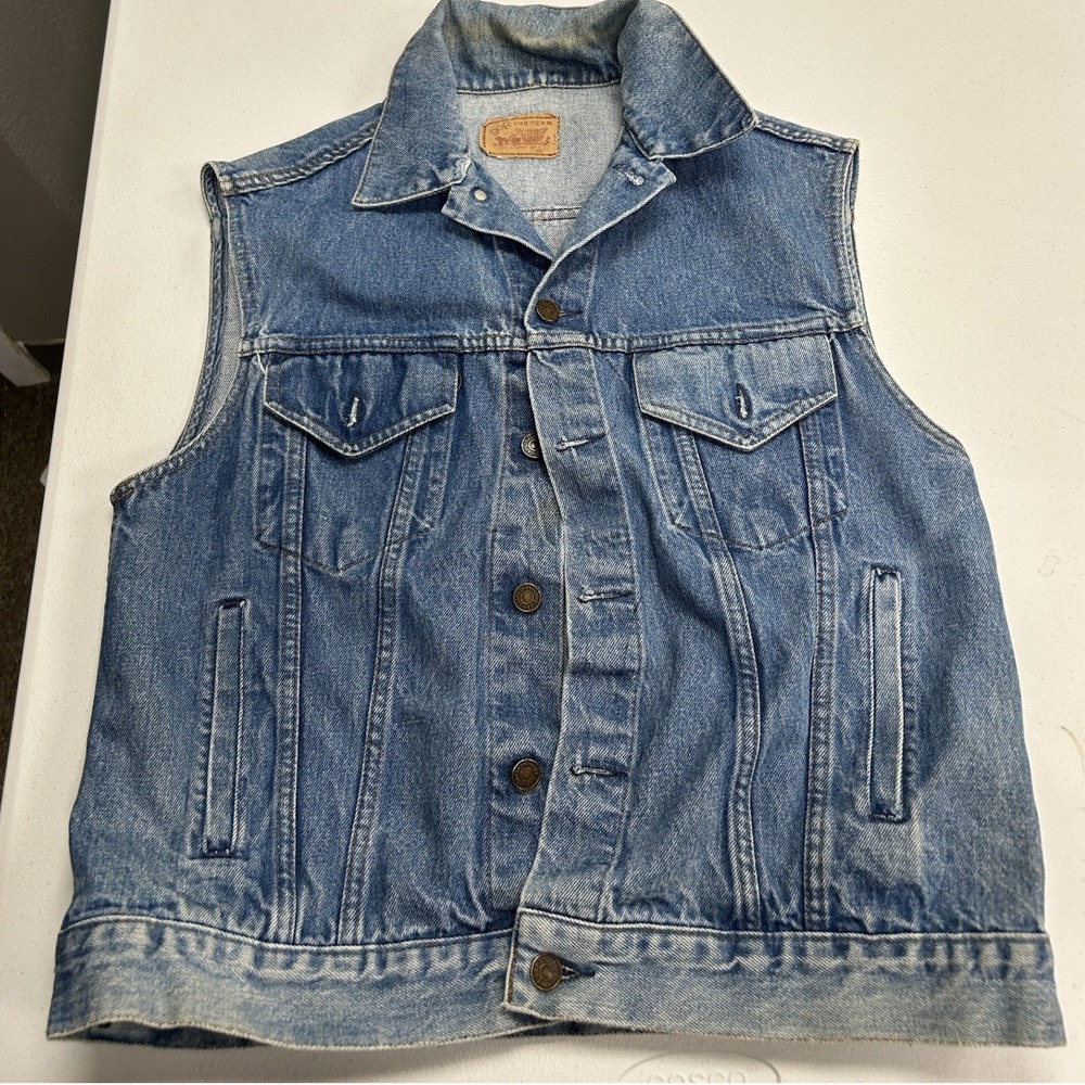 Gap Denim Vest Mens M Blue Vintage Sleeveless Trucker Jean Jacket DIY C3